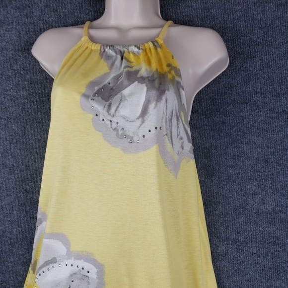 Inc International Concepts Yellow Grey Sleeveless Top With Embellishments - Picture 2 of 9